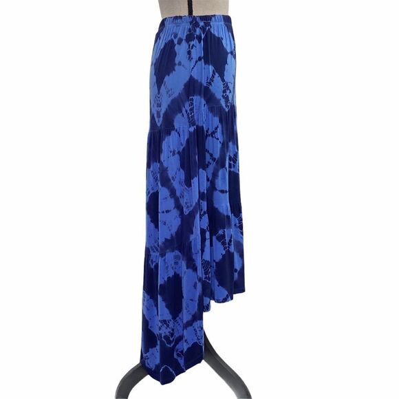 Wdny Blue Printed Asymmetrical Maxi Skirt Small - Picture 2 of 8